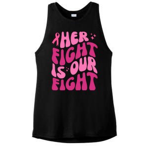 Her Fight Is Our Fight Breast Cancer Awareness Ladies PosiCharge Tri-Blend Wicking Tank