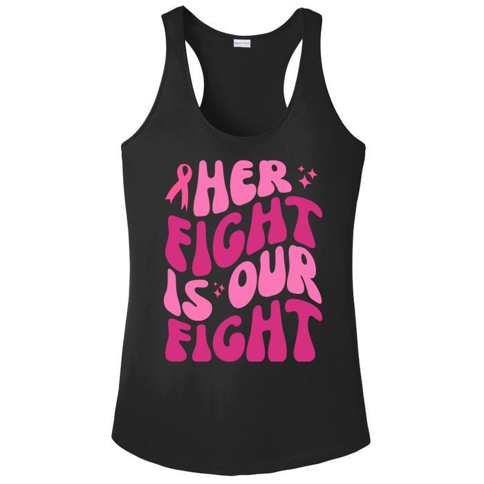 Her Fight Is Our Fight Breast Cancer Awareness Ladies PosiCharge Competitor Racerback Tank