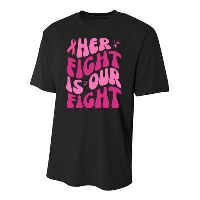 Her Fight Is Our Fight Breast Cancer Awareness Youth Performance Sprint T-Shirt