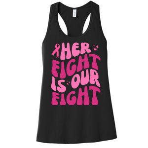 Her Fight Is Our Fight Breast Cancer Awareness Women's Racerback Tank