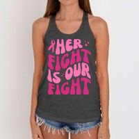 Her Fight Is Our Fight Breast Cancer Awareness Women's Knotted Racerback Tank