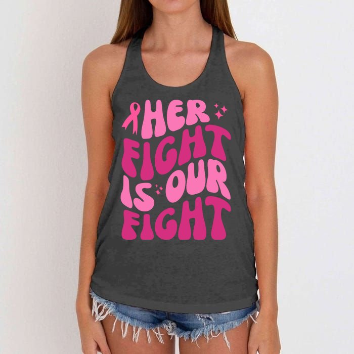 Her Fight Is Our Fight Breast Cancer Awareness Women's Knotted Racerback Tank