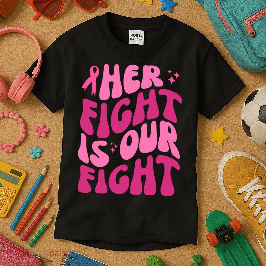Her Fight Is Our Fight Breast Cancer Awareness Kids T-Shirt