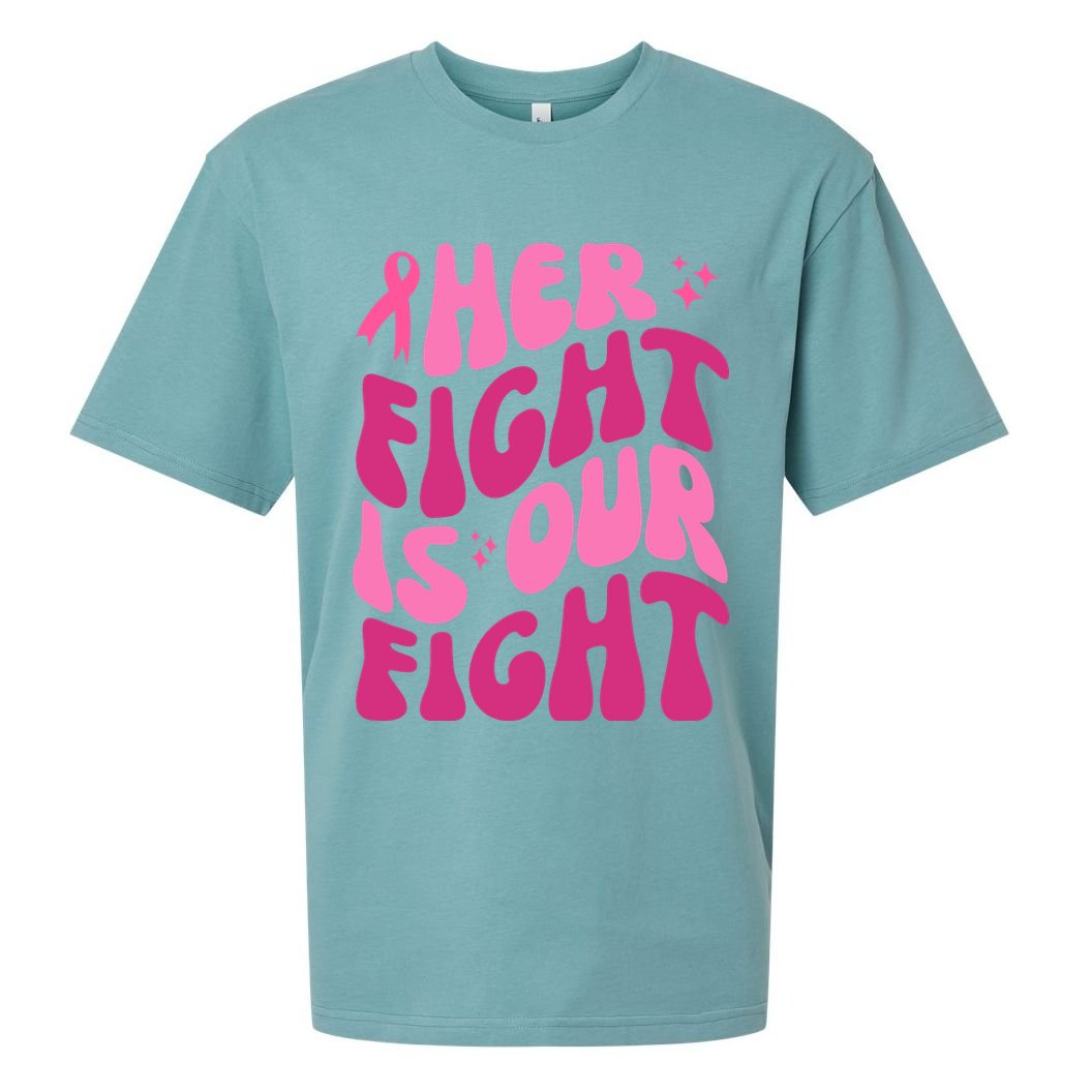 Her Fight Is Our Fight Breast Cancer Awareness Sueded Cloud Jersey T-Shirt