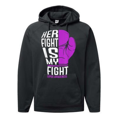 Her Fight Is My Fight SLE Lupus Awareness Purple Boxing Performance Fleece Hoodie