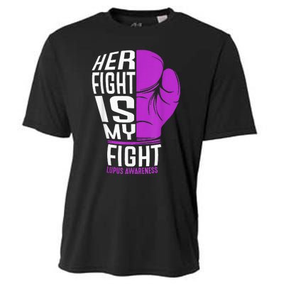 Her Fight Is My Fight SLE Lupus Awareness Purple Boxing Cooling Performance Crew T-Shirt