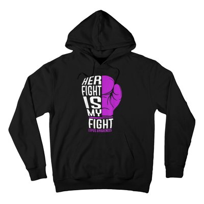 Her Fight Is My Fight SLE Lupus Awareness Purple Boxing Hoodie