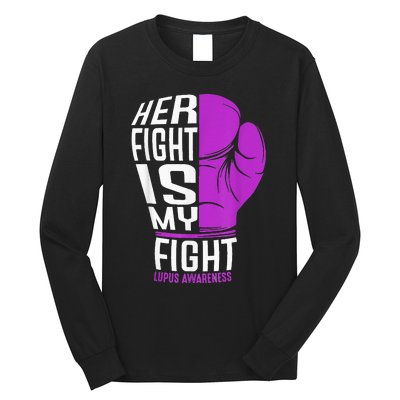 Her Fight Is My Fight SLE Lupus Awareness Purple Boxing Long Sleeve Shirt