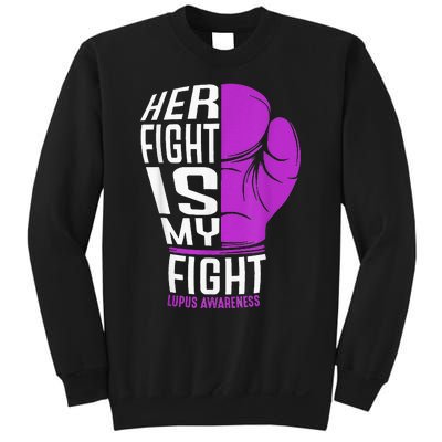 Her Fight Is My Fight SLE Lupus Awareness Purple Boxing Sweatshirt