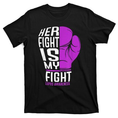 Her Fight Is My Fight SLE Lupus Awareness Purple Boxing T-Shirt