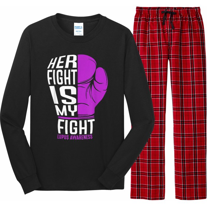 Her Fight Is My Fight SLE Lupus Awareness Purple Boxing Long Sleeve Pajama Set