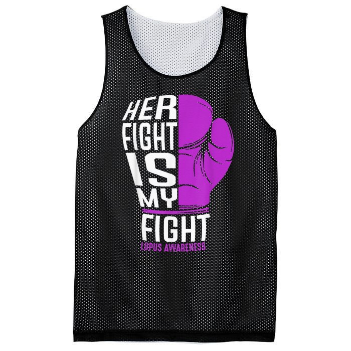 Her Fight Is My Fight SLE Lupus Awareness Purple Boxing Mesh Reversible Basketball Jersey Tank