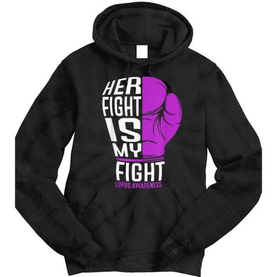 Her Fight Is My Fight SLE Lupus Awareness Purple Boxing Tie Dye Hoodie