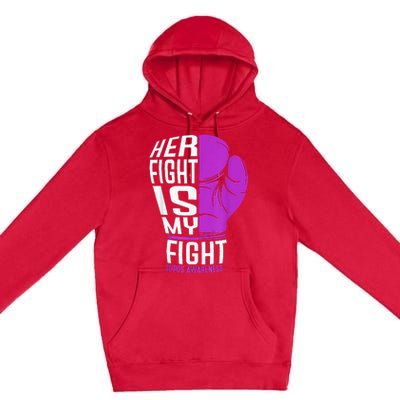 Her Fight Is My Fight SLE Lupus Awareness Purple Boxing Premium Pullover Hoodie