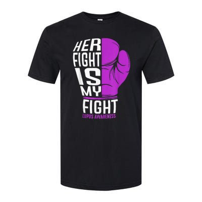 Her Fight Is My Fight SLE Lupus Awareness Purple Boxing Softstyle CVC T-Shirt