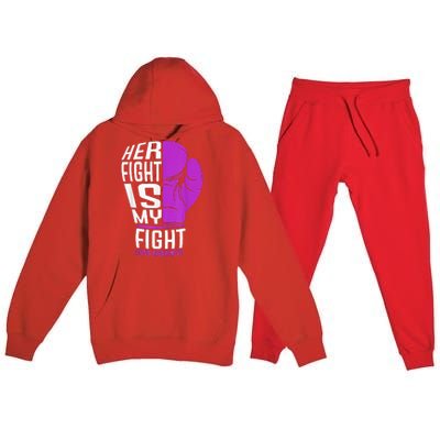 Her Fight Is My Fight SLE Lupus Awareness Purple Boxing Premium Hooded Sweatsuit Set