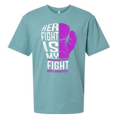 Her Fight Is My Fight SLE Lupus Awareness Purple Boxing Sueded Cloud Jersey T-Shirt