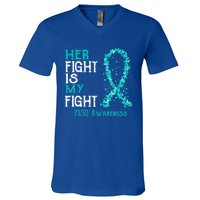 Her Fight Is My Fight Ptsd Awareness Funny Gift V-Neck T-Shirt