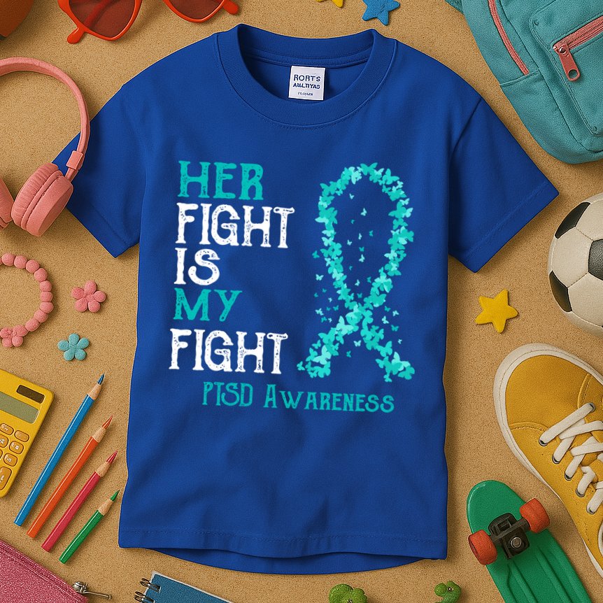 Her Fight Is My Fight Ptsd Awareness Funny Gift Kids T-Shirt