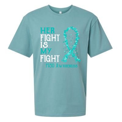 Her Fight Is My Fight Ptsd Awareness Funny Gift Sueded Cloud Jersey T-Shirt