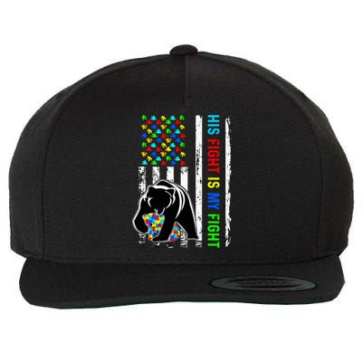 His Fight Is My Fight American Flag Puzzle Autism Awareness Wool Snapback Cap
