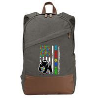 His Fight Is My Fight American Flag Puzzle Autism Awareness Cotton Canvas Backpack