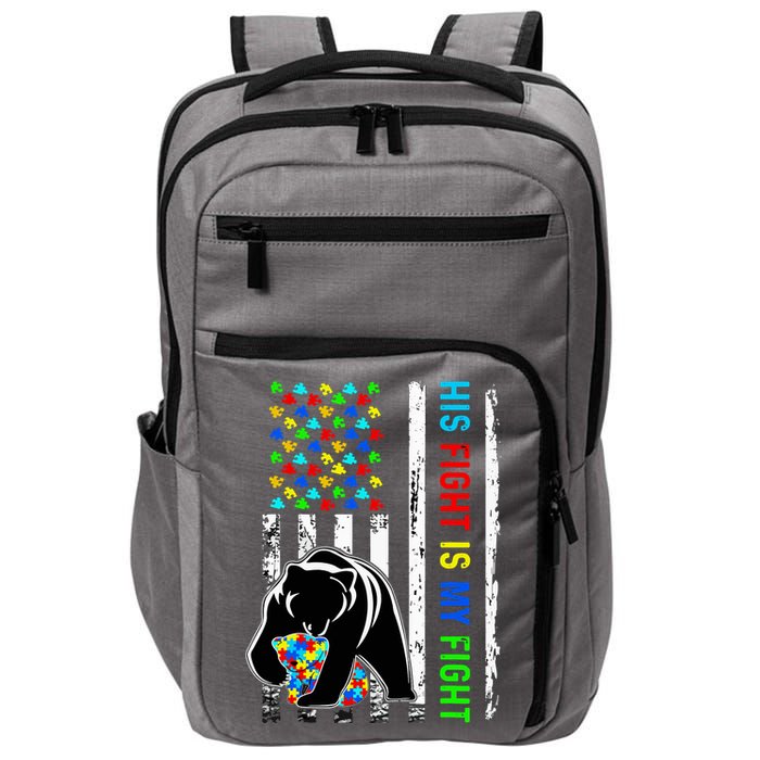 His Fight Is My Fight American Flag Puzzle Autism Awareness Impact Tech Backpack