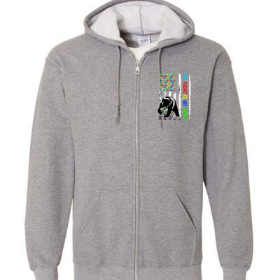 His Fight Is My Fight American Flag Puzzle Autism Awareness Full Zip Hoodie