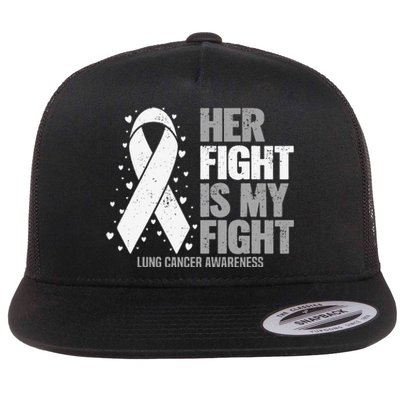 Her Fight is my Fight Lung Cancer Awareness Flat Bill Trucker Hat