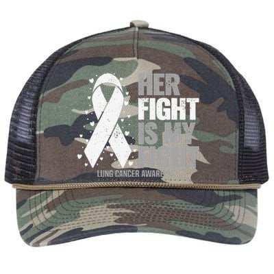 Her Fight is my Fight Lung Cancer Awareness Retro Rope Trucker Hat Cap