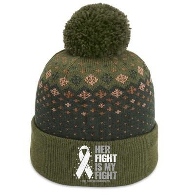 Her Fight is my Fight Lung Cancer Awareness The Baniff Cuffed Pom Beanie