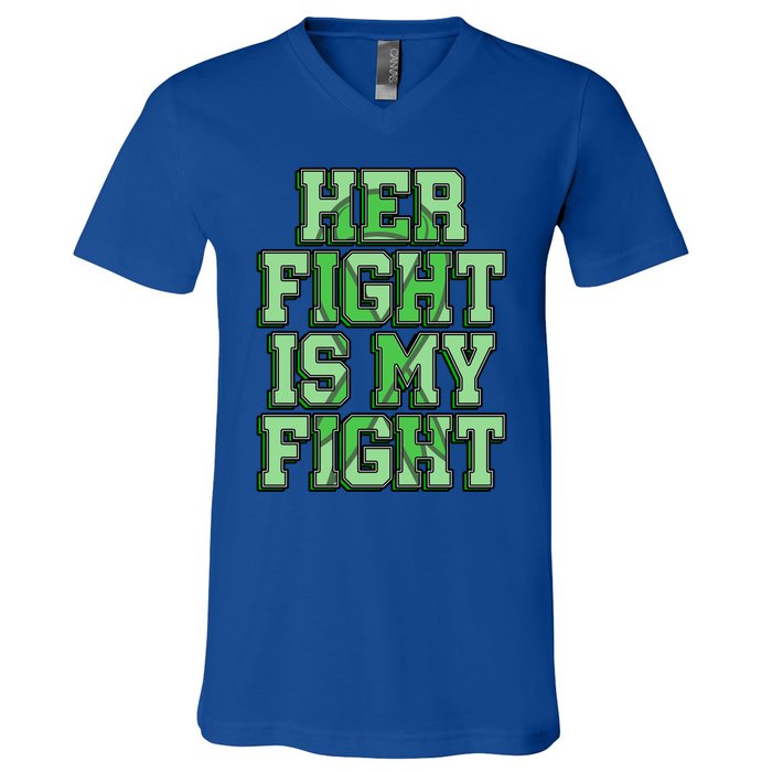 Her Fight Is My Fight Cerebral Palsy Awareness Disabled Gift V-Neck T-Shirt