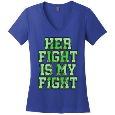 Her Fight Is My Fight Cerebral Palsy Awareness Disabled Gift Women's V-Neck T-Shirt
