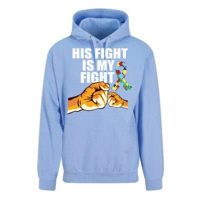 His Fight Is My Fight Autism Awareness Day Ribbon Puzzle Unisex Surf Hoodie