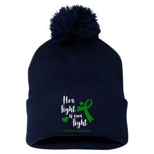 Her Fight Is Our Fight Lymphoma Awareness Pom Pom 12in Knit Beanie