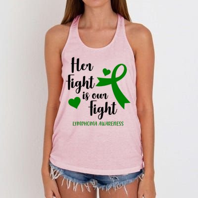 Her Fight Is Our Fight Lymphoma Awareness Women's Knotted Racerback Tank