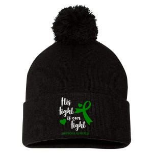 His Fight Is Our Fight Lymphoma Awareness Pom Pom 12in Knit Beanie