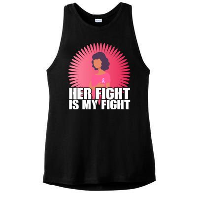 Her Fight Is My Fight Breast Cancer Awareness Ladies PosiCharge Tri-Blend Wicking Tank