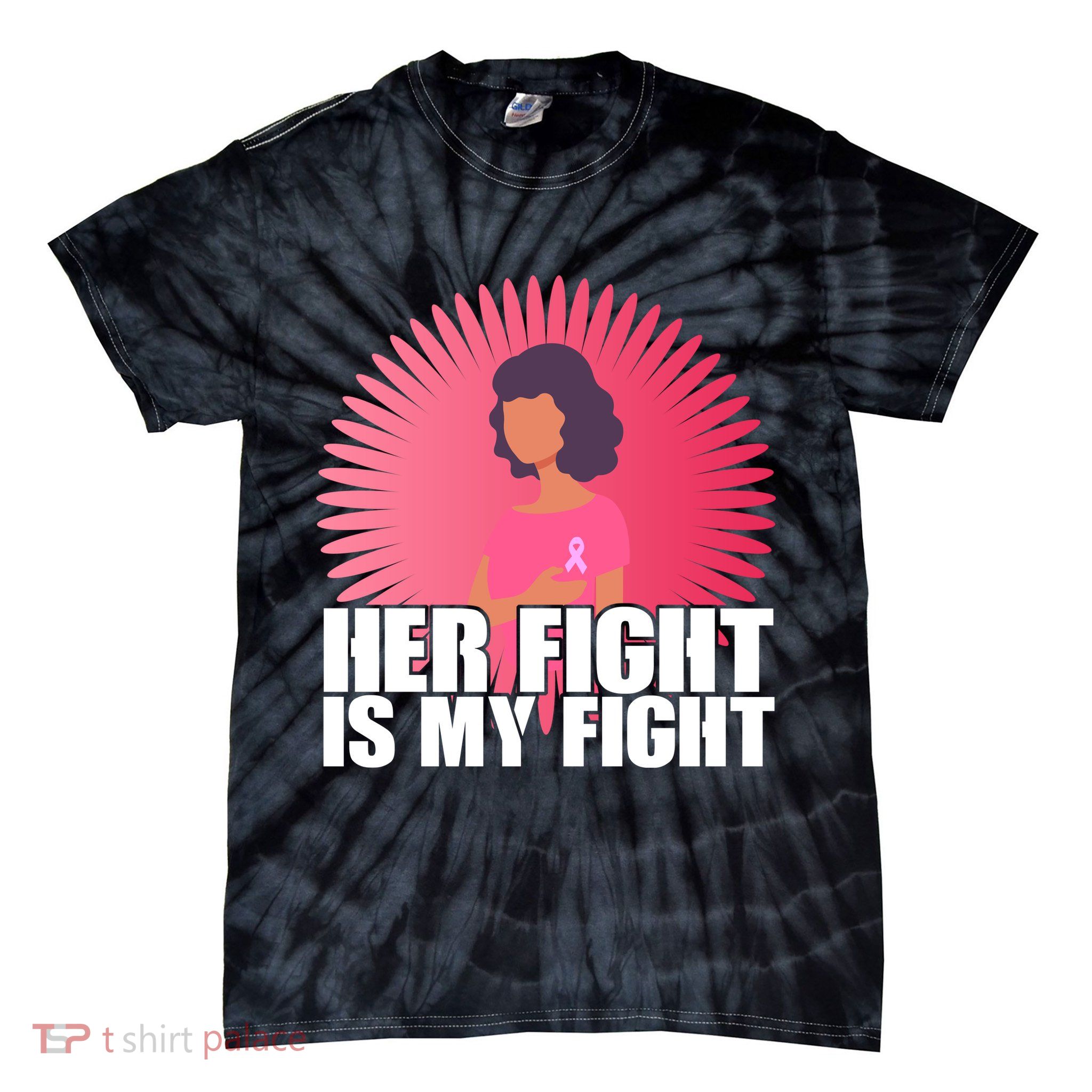 Her Fight Is My Fight Breast Cancer Awareness Tie-Dye T-Shirt