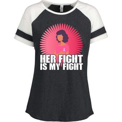 Her Fight Is My Fight Breast Cancer Awareness Enza Ladies Jersey Colorblock Tee