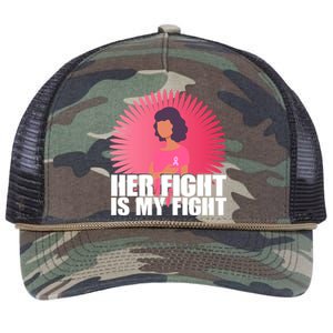 Her Fight Is My Fight Breast Cancer Awareness Retro Rope Trucker Hat Cap