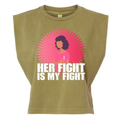 Her Fight Is My Fight Breast Cancer Awareness Garment-Dyed Women's Muscle Tee