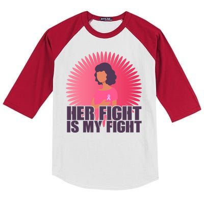 Her Fight Is My Fight Breast Cancer Awareness Kids Colorblock Raglan Jersey