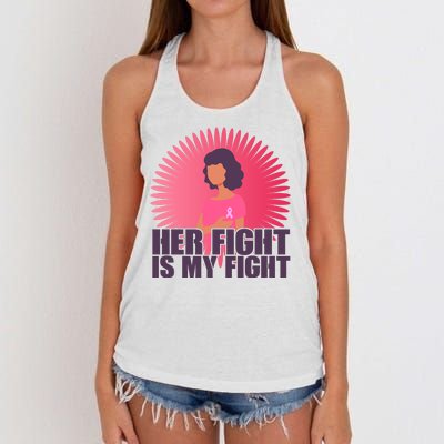 Her Fight Is My Fight Breast Cancer Awareness Women's Knotted Racerback Tank