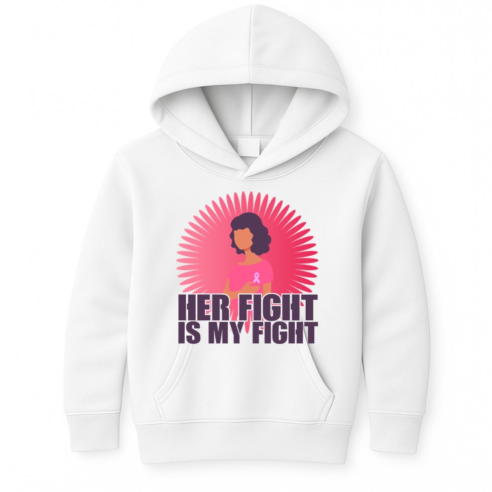 Her Fight Is My Fight Breast Cancer Awareness Kids Hoodie