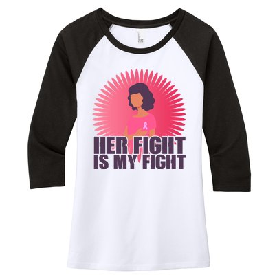 Her Fight Is My Fight Breast Cancer Awareness Women's Tri-Blend 3/4-Sleeve Raglan Shirt