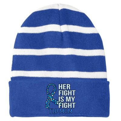 Her Fight Is My Fight Diabetes Awareness Diabetic Graphic Cool Gift Striped Beanie with Solid Band