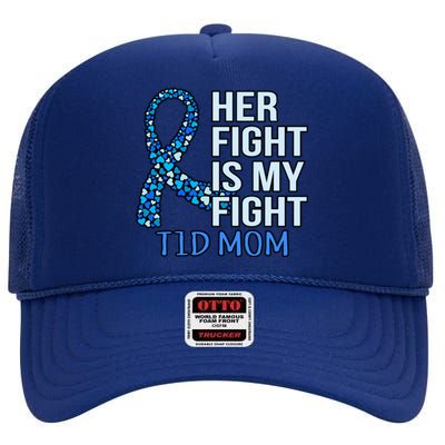 Her Fight Is My Fight Diabetes Awareness Diabetic Graphic Cool Gift High Crown Mesh Back Trucker Hat