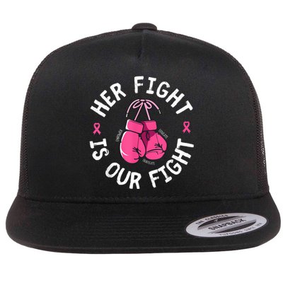 Her Fight Is Our Fight Breast Cancer Awareness Flat Bill Trucker Hat