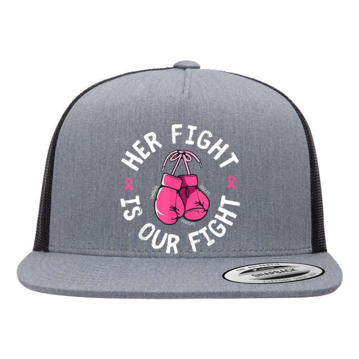 Her Fight Is Our Fight Breast Cancer Awareness Flat Bill Trucker Hat